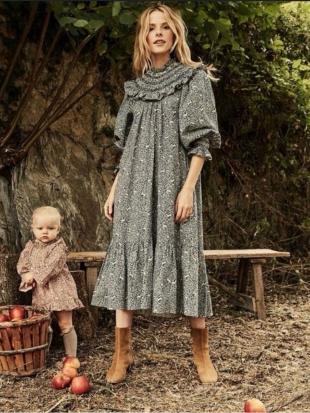 RARE Doen Rosetta Dress in Blue Prancing Fawn XS